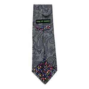 Vintage City of London 100%‎ Silk Men's Tie | Gray | Paisely Print
